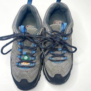 SOREL, AXIL, women's size 6, protective footwear, grey/black sneakers. ,